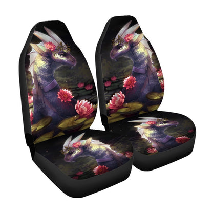 Legendary Creature Dragon Car Seat Covers Custom With Lotus Flower