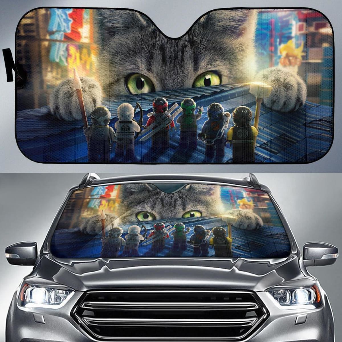 Lego & Cat Funny Auto Sun Shade Nh07 Universal Fit 111204