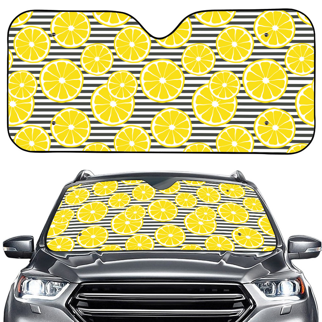 Lemon Striped Pattern Print Car Windshield Sun Shade