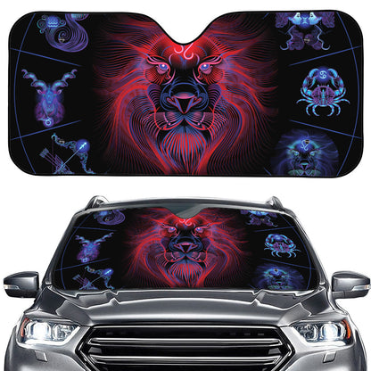 Leo And Astrological Signs Print Car Windshield Sun Shade