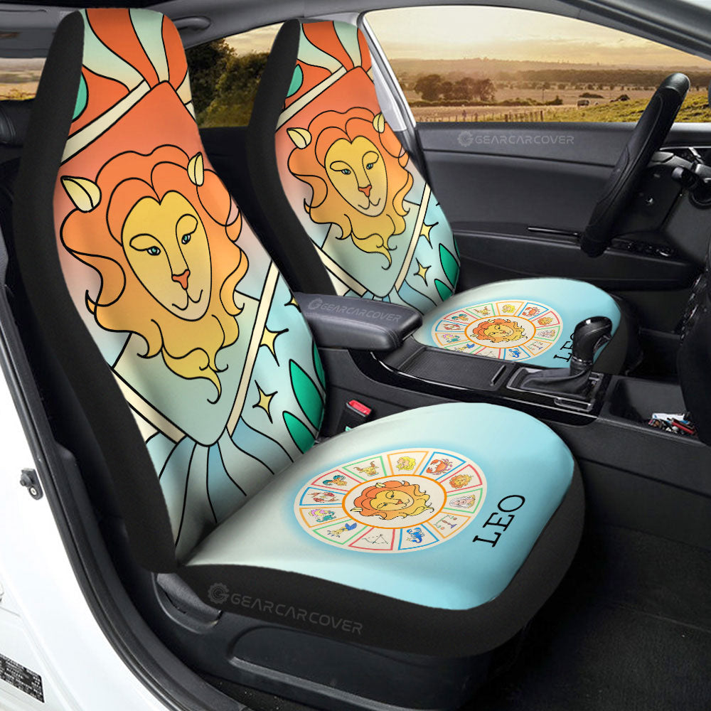 Leo Colorful Car Seat Covers Custom Zodiac Car Accessories