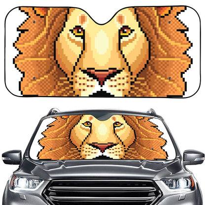 Leo Pixel Print Car Windshield Sun Shade