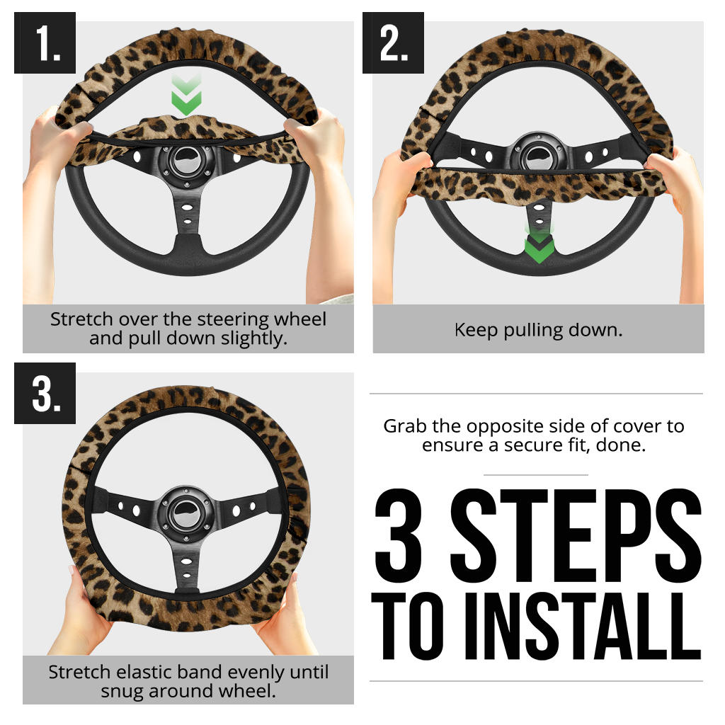 Leopard Brown Premium Car Steering Wheel Cover