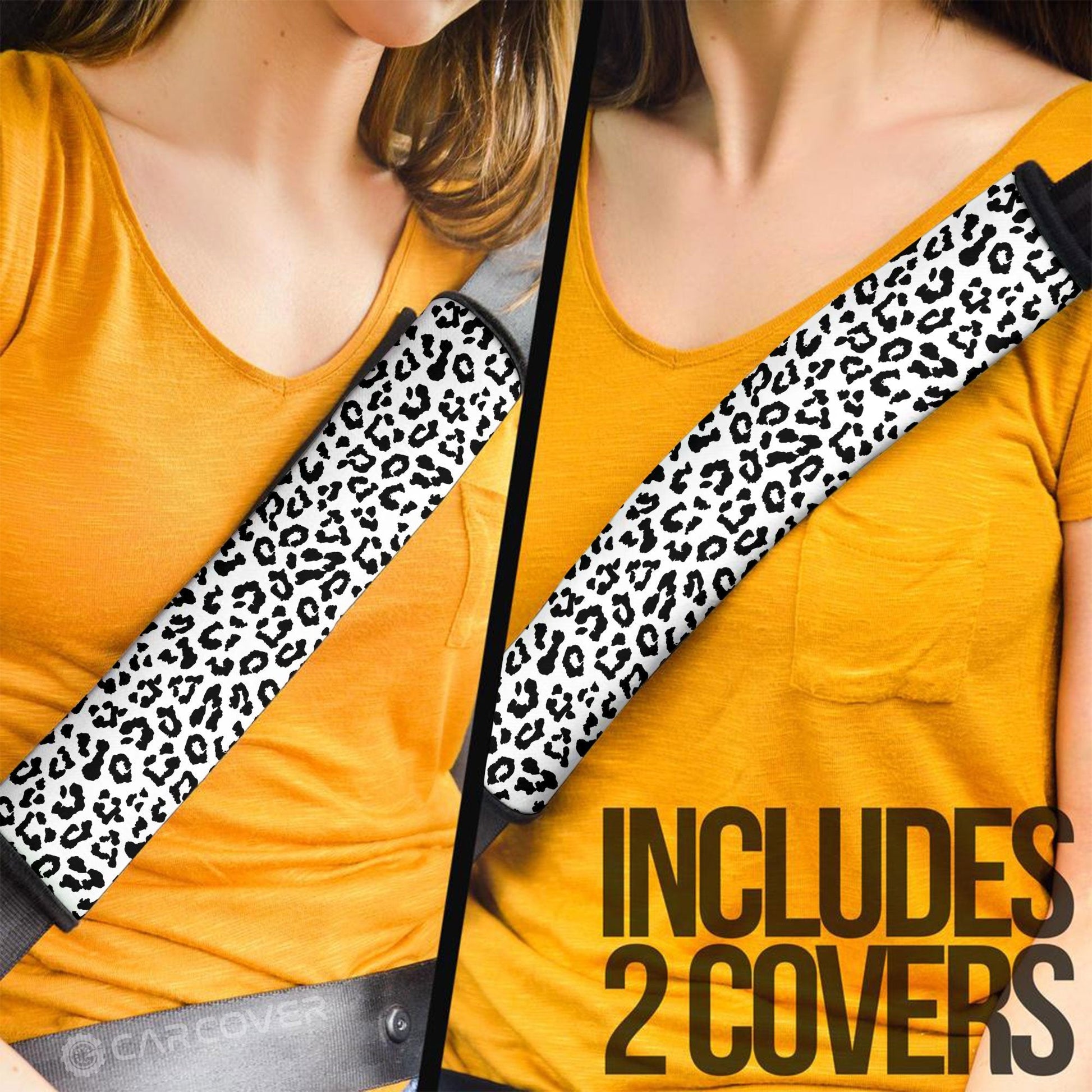 Leopard Seat Belt Covers Custom Animal Skin Printed Car Interior Accessories