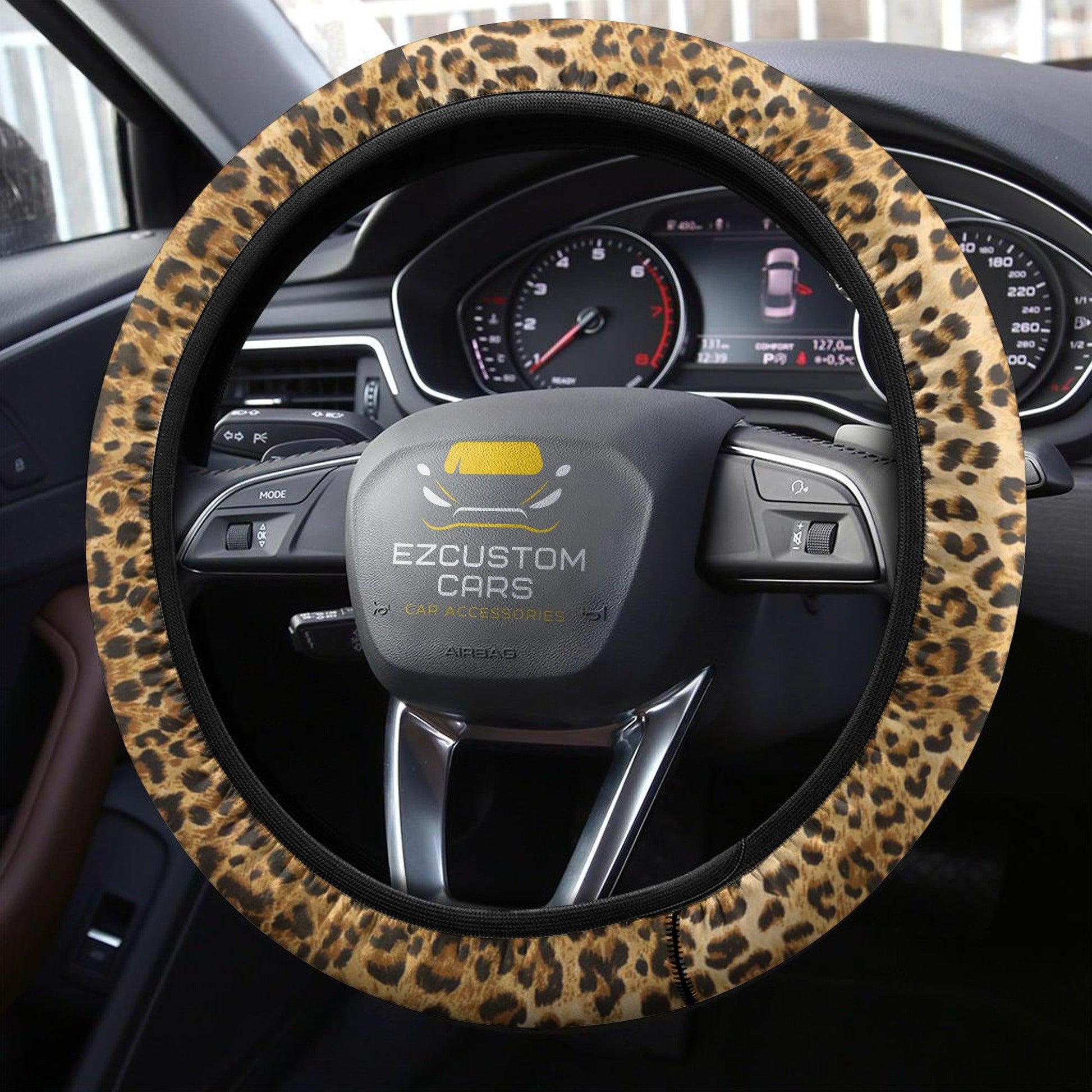 Leopard Skin Anime Steering Wheel Cover Custom Animal Car Accessories
