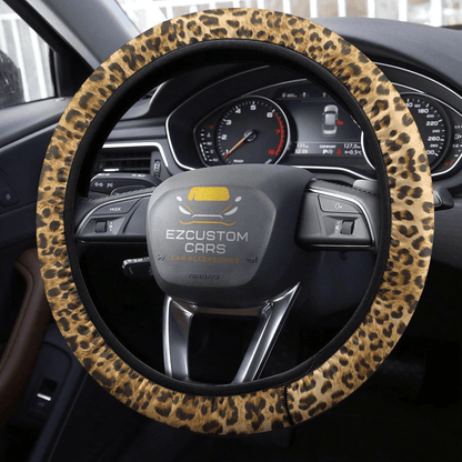 Leopard Skin Anime Steering Wheel Cover Custom Animal Car Accessories