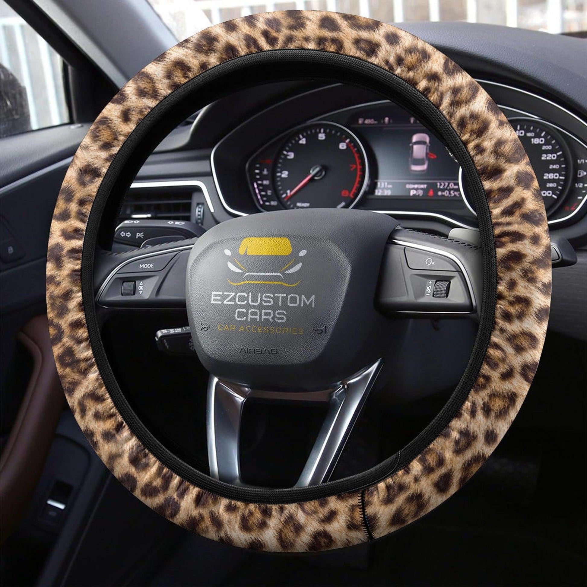 Leopard Skin Anime Steering Wheel Cover Custom Leopard Car Accessories