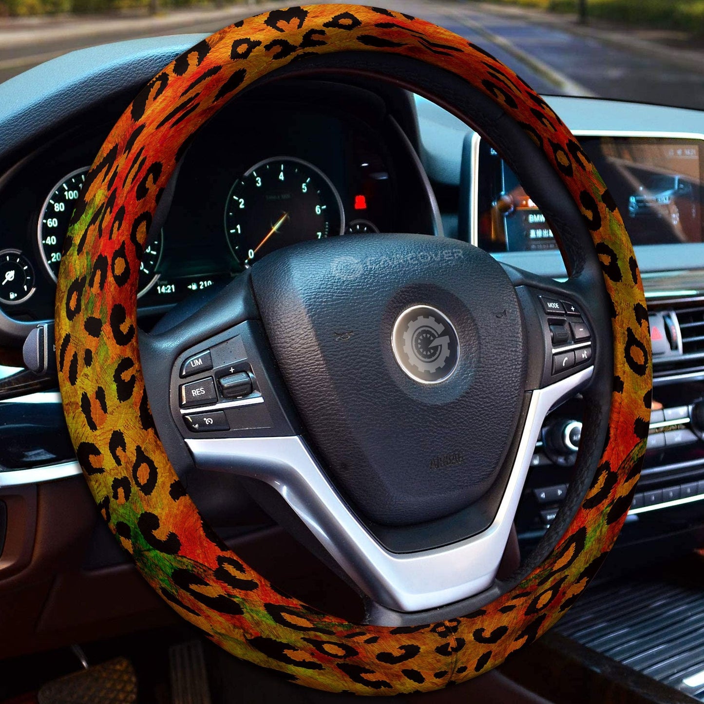 Leopard Skin Steering Wheel Cover Custom Animal Skin Printed Car Interior Accessories