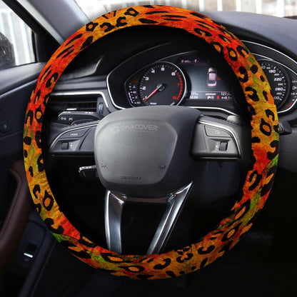 Leopard Skin Steering Wheel Cover Custom Animal Skin Printed Car Interior Accessories