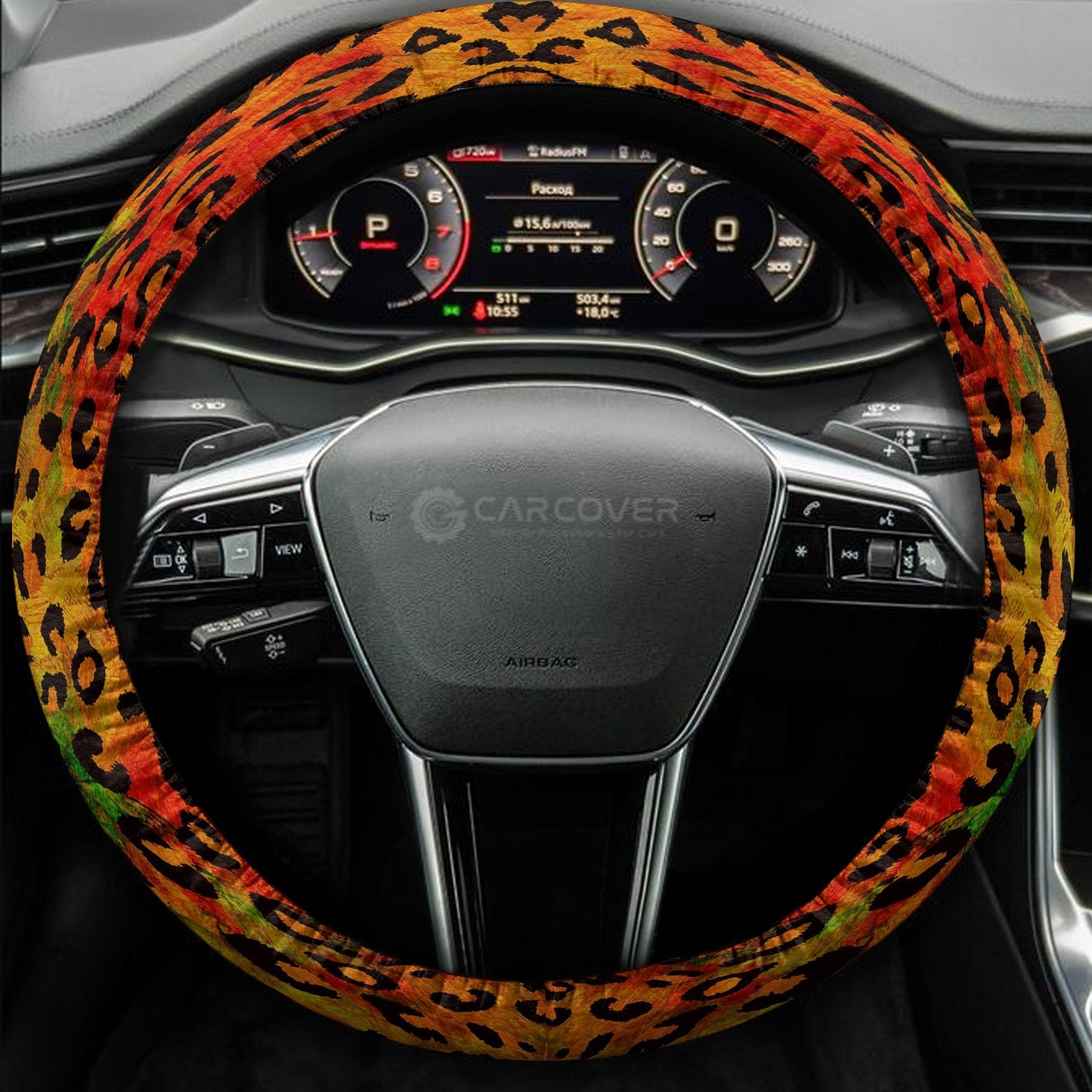 Leopard Skin Steering Wheel Cover Custom Animal Skin Printed Car Interior Accessories