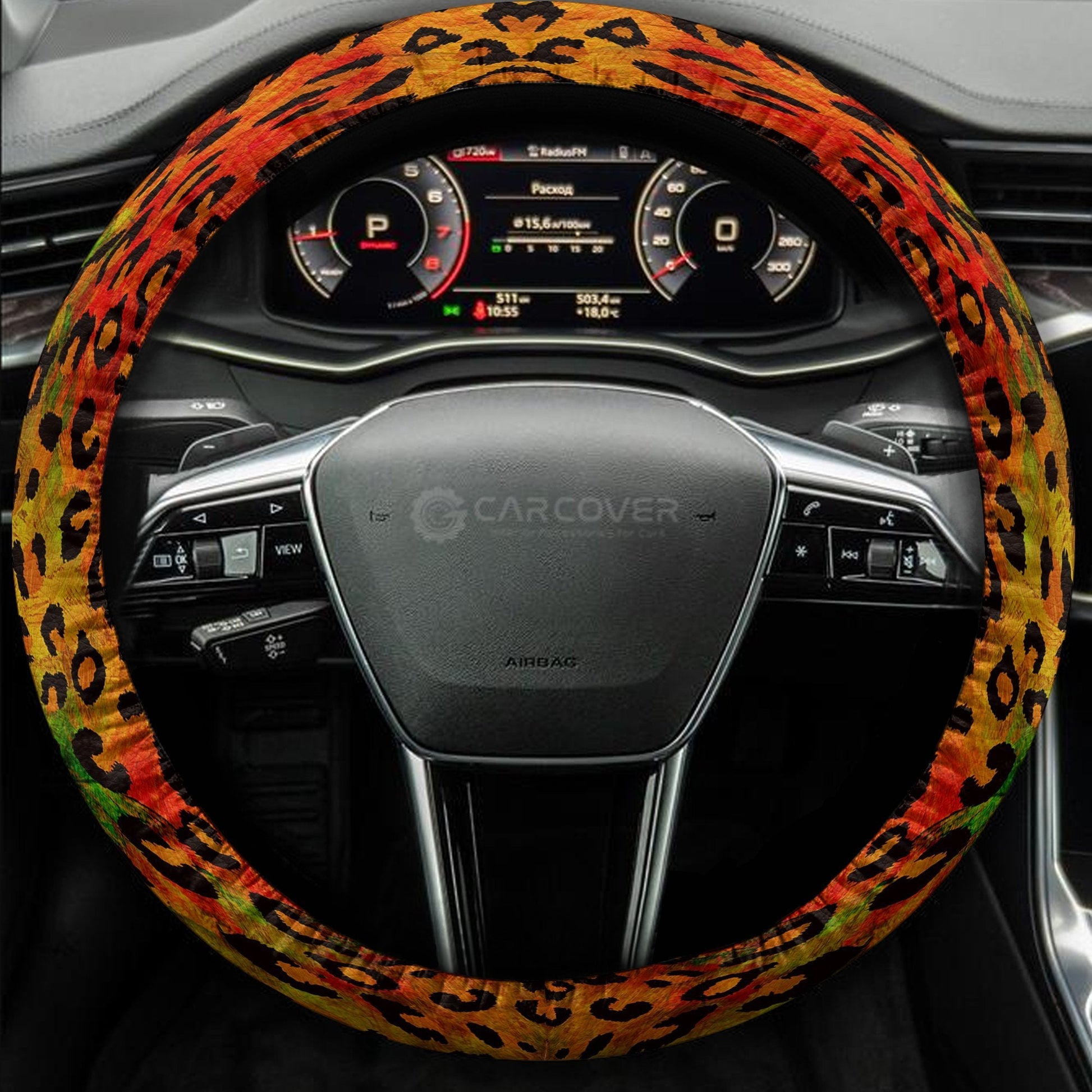 Leopard Skin Steering Wheel Cover Custom Animal Skin Printed Car Interior Accessories