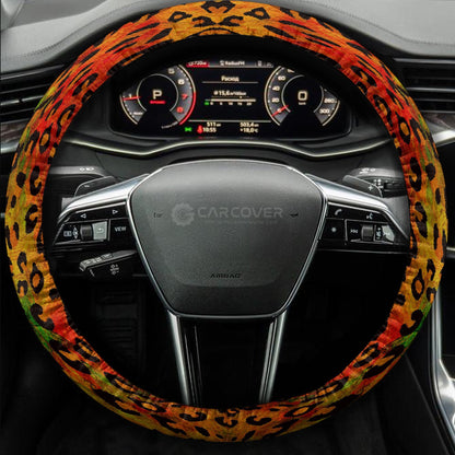 Leopard Skin Steering Wheel Cover Custom Animal Skin Printed Car Interior Accessories