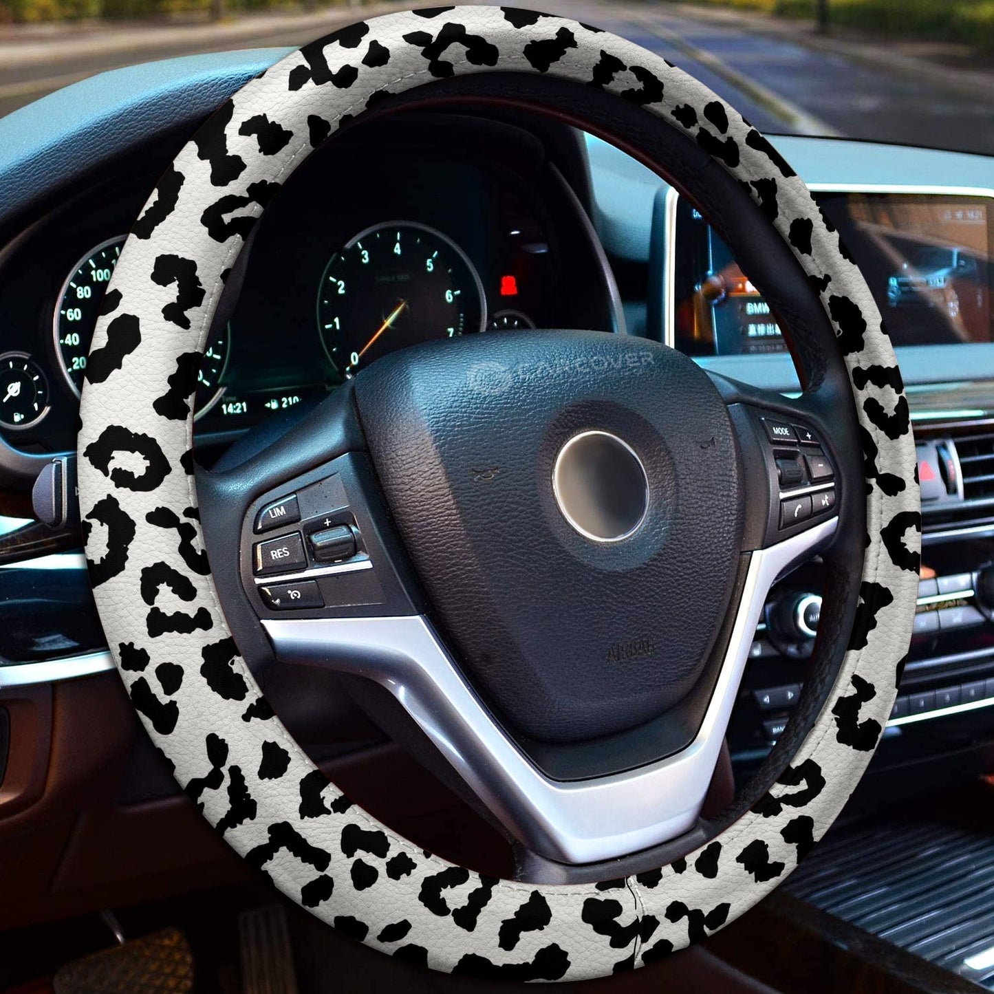 Leopard Steering Wheel Cover Custom Animal Skin Printed Car Interior Accessories