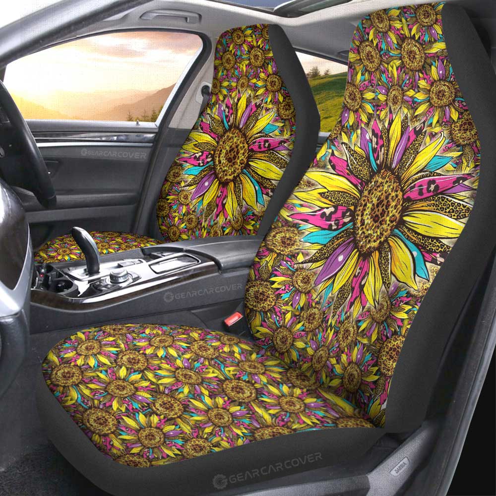 Leopard Sunflower Car Seat Covers Custom Car Accessories