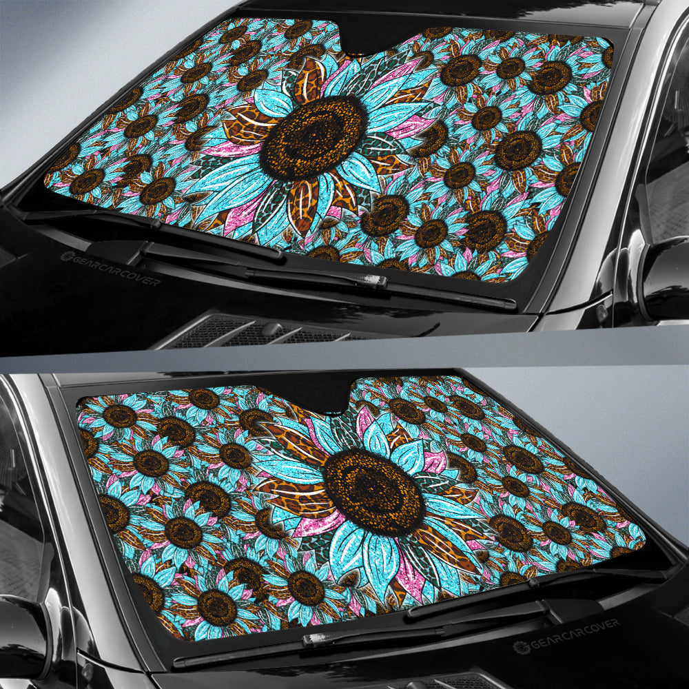 Leopard Tie Dye Sunflower Car Sunshade Custom Car Decoration
