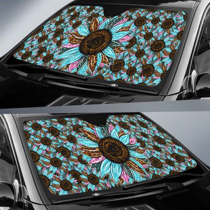 Leopard Tie Dye Sunflower Car Sunshade Custom Car Decoration