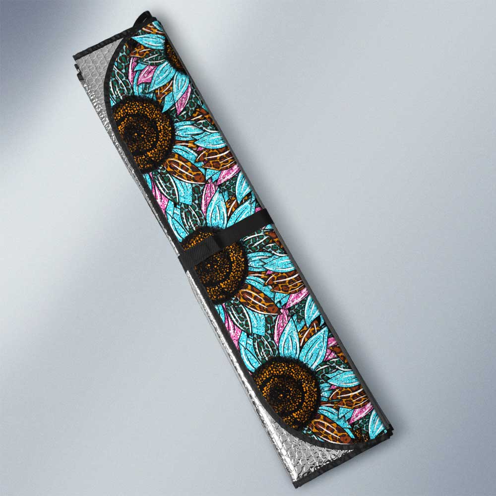 Leopard Tie Dye Sunflower Car Sunshade Custom Car Decoration