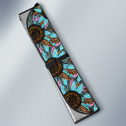 Leopard Tie Dye Sunflower Car Sunshade Custom Car Decoration