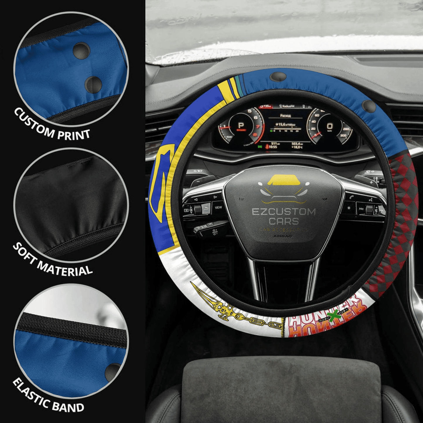 Leorio x Kurapika Anime Steering Wheel Cover Custom Hunter x Hunter Anime Car Accessories