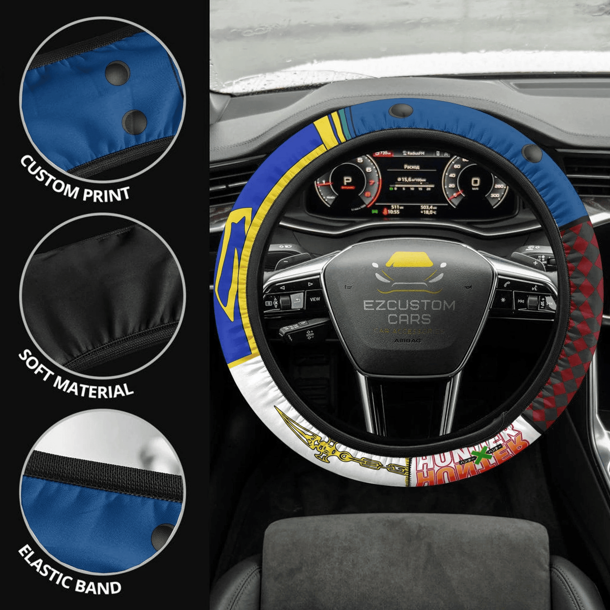 Leorio x Kurapika Anime Steering Wheel Cover Custom Hunter x Hunter Anime Car Accessories