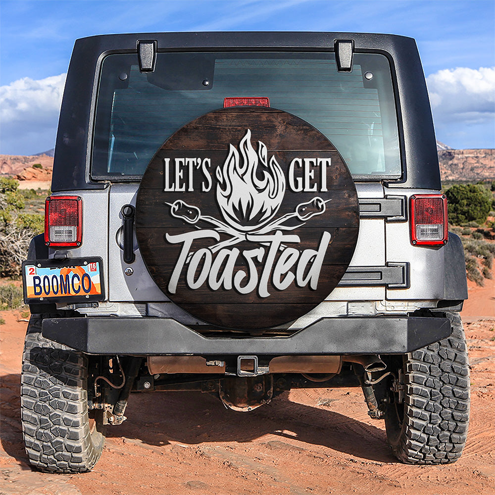 Let Get Toasted Wood Style Car Spare Tire Cover