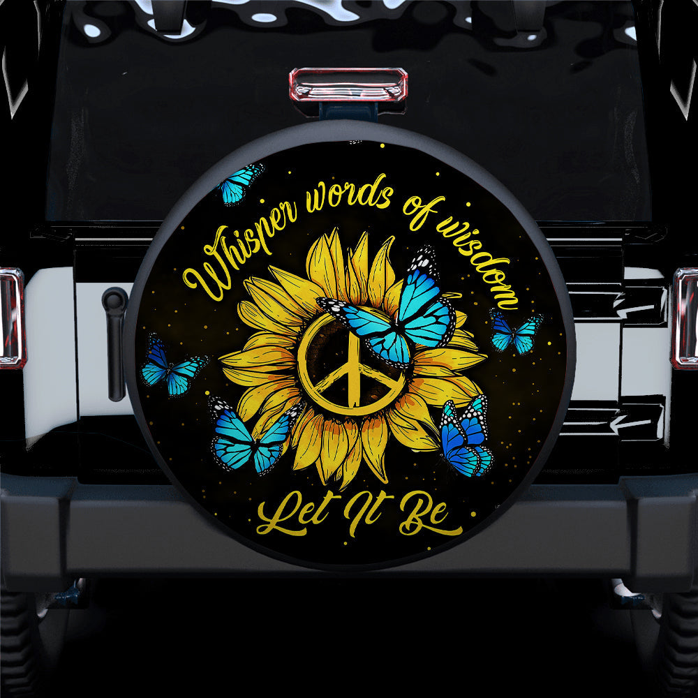 Let It Be Hippie Butterfly Blue Car Spare Tire Cover
