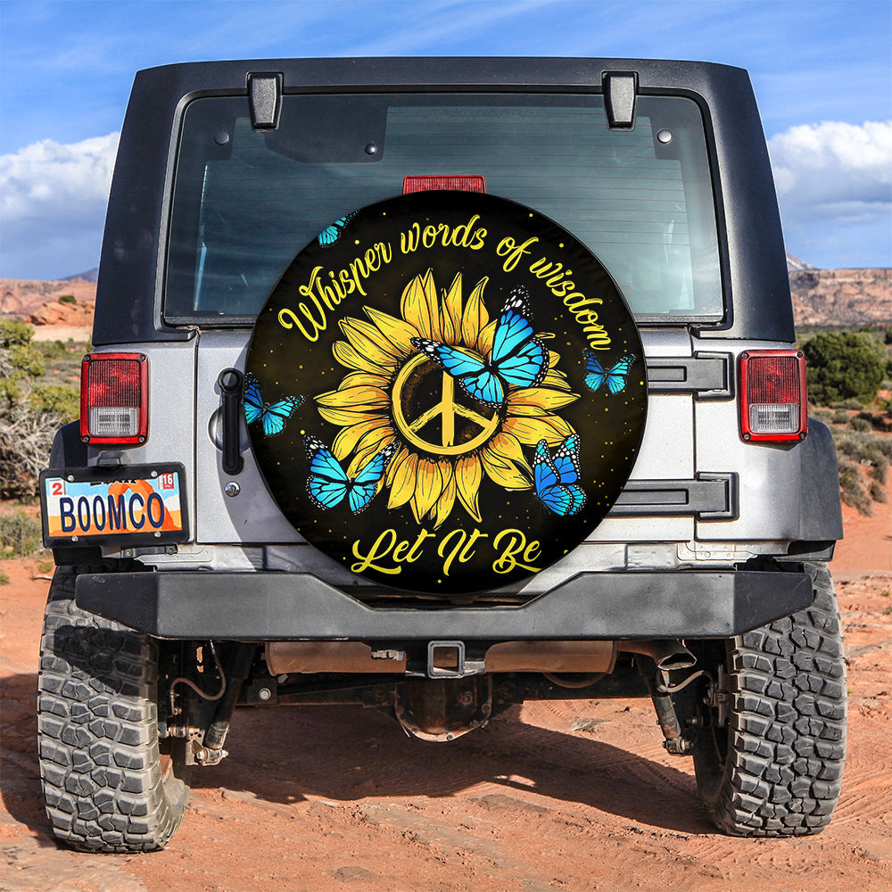 Let It Be Hippie Butterfly Blue Car Spare Tire Cover