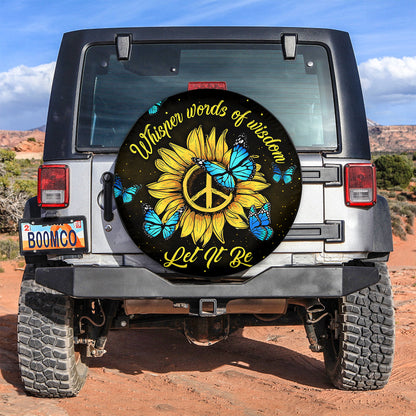 Let It Be Hippie Butterfly Blue Car Spare Tire Cover
