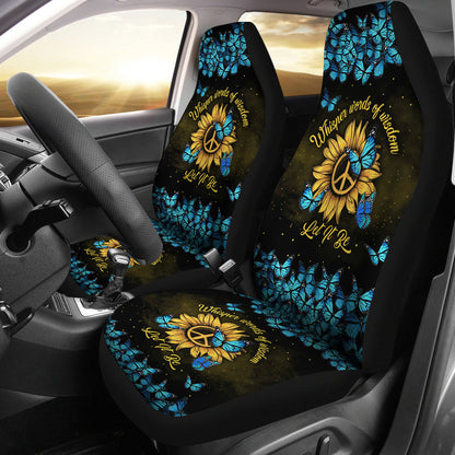Let It Be Hippie Butterfly Blue Car Seat Covers