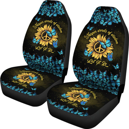 Let It Be Hippie Butterfly Blue Car Seat Covers