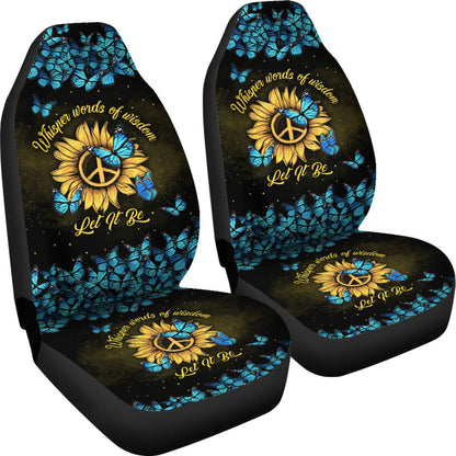 Let It Be Hippie Butterfly Blue Car Seat Covers