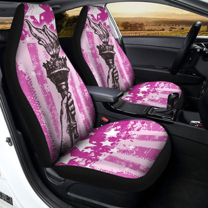 Liberty Torch Pink Car Seat Covers Custom American Flag Car Accessories