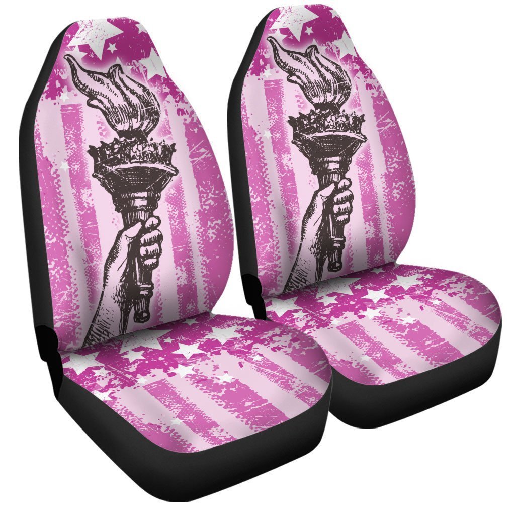 Liberty Torch Pink Car Seat Covers Custom American Flag Car Accessories