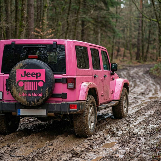 Funny Pink Jeep Spare Tire Cover – Life Is Good Tire Cover