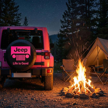 Funny Pink Jeep Spare Tire Cover – Life Is Good Tire Cover
