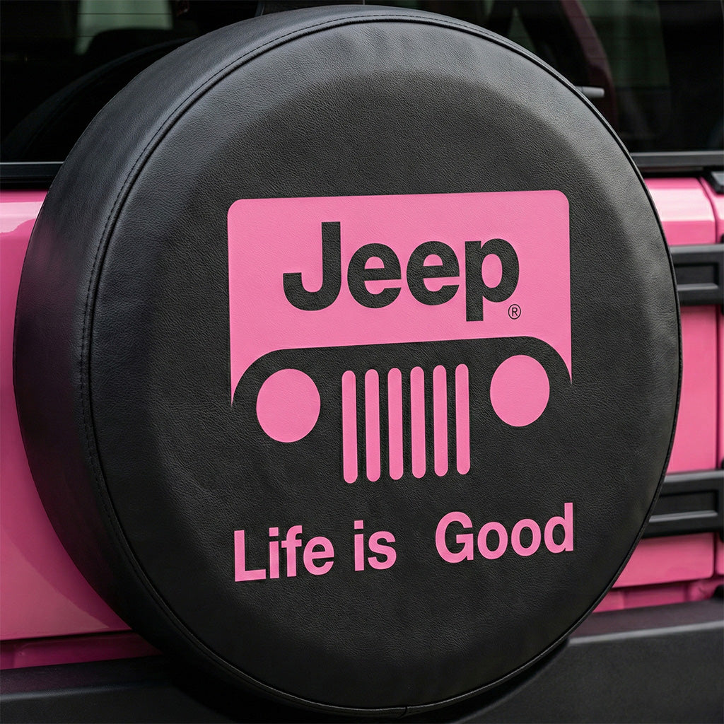Funny Pink Jeep Spare Tire Cover – Life Is Good Tire Cover