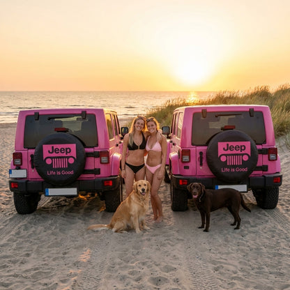 Funny Pink Jeep Spare Tire Cover – Life Is Good Tire Cover
