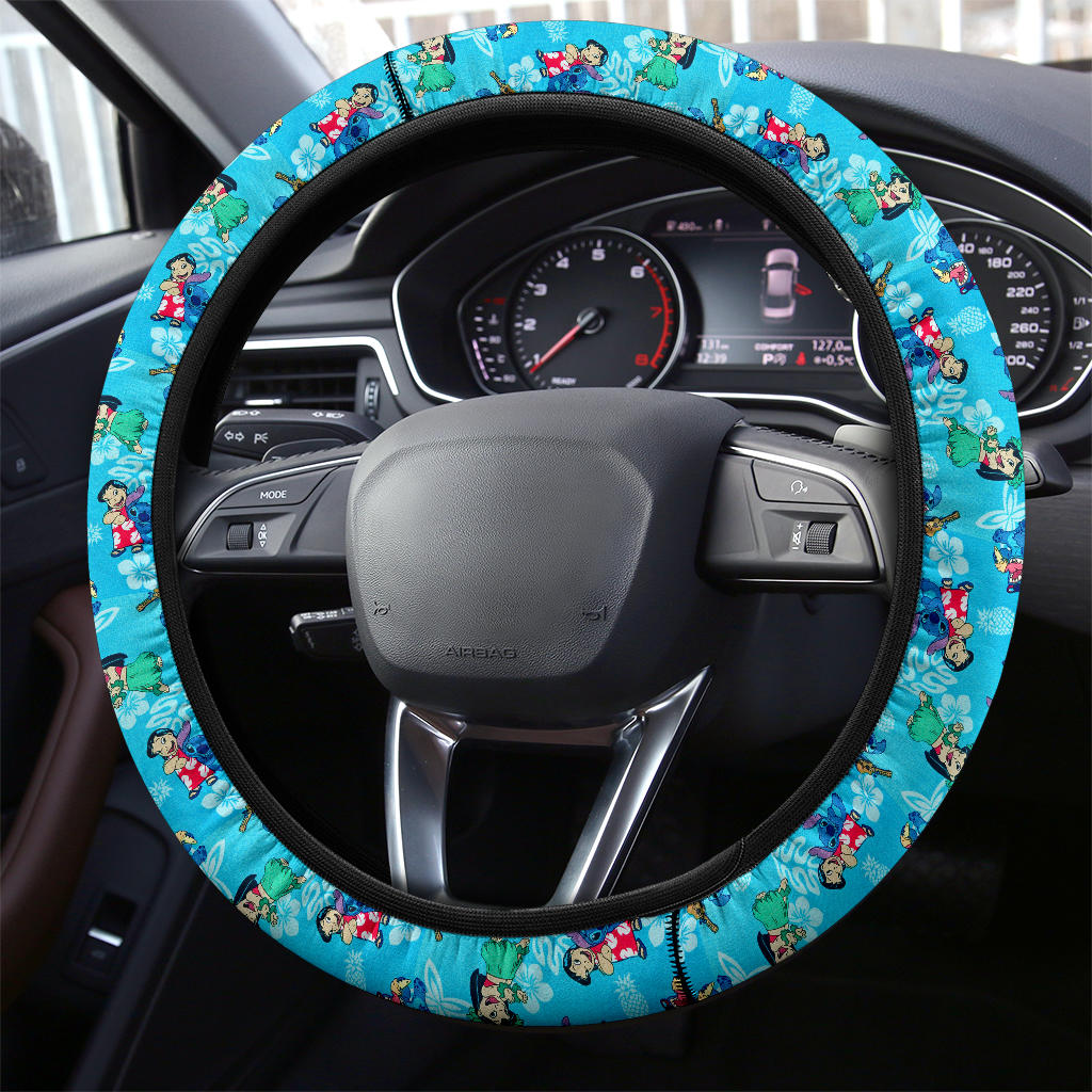 Lilo And Stitch Dance Aloha Premium Car Steering Wheel Cover