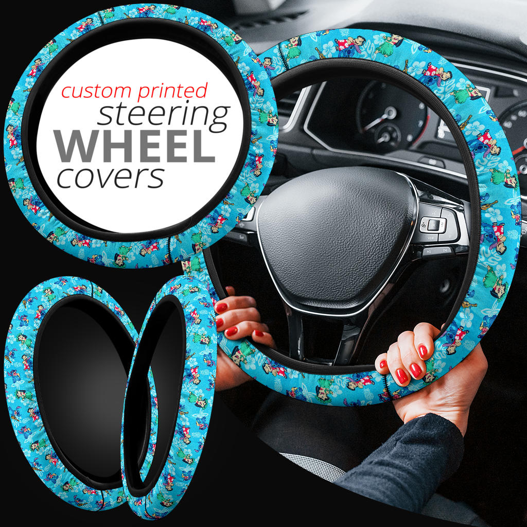 Lilo And Stitch Dance Aloha Premium Car Steering Wheel Cover