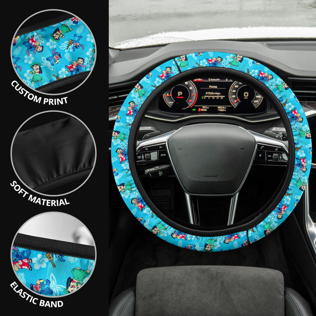 Lilo And Stitch Dance Aloha Premium Car Steering Wheel Cover