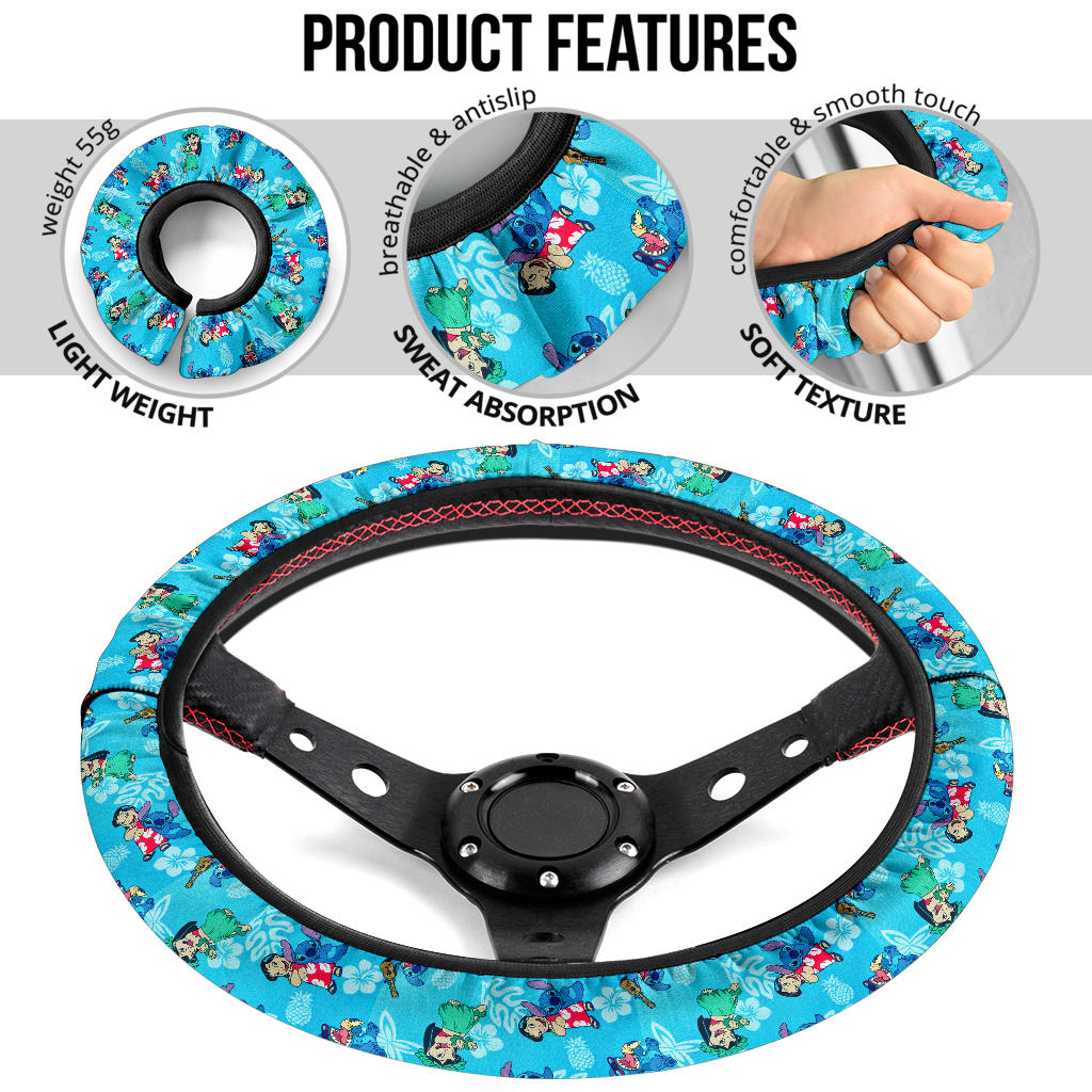 Lilo And Stitch Dance Aloha Premium Car Steering Wheel Cover