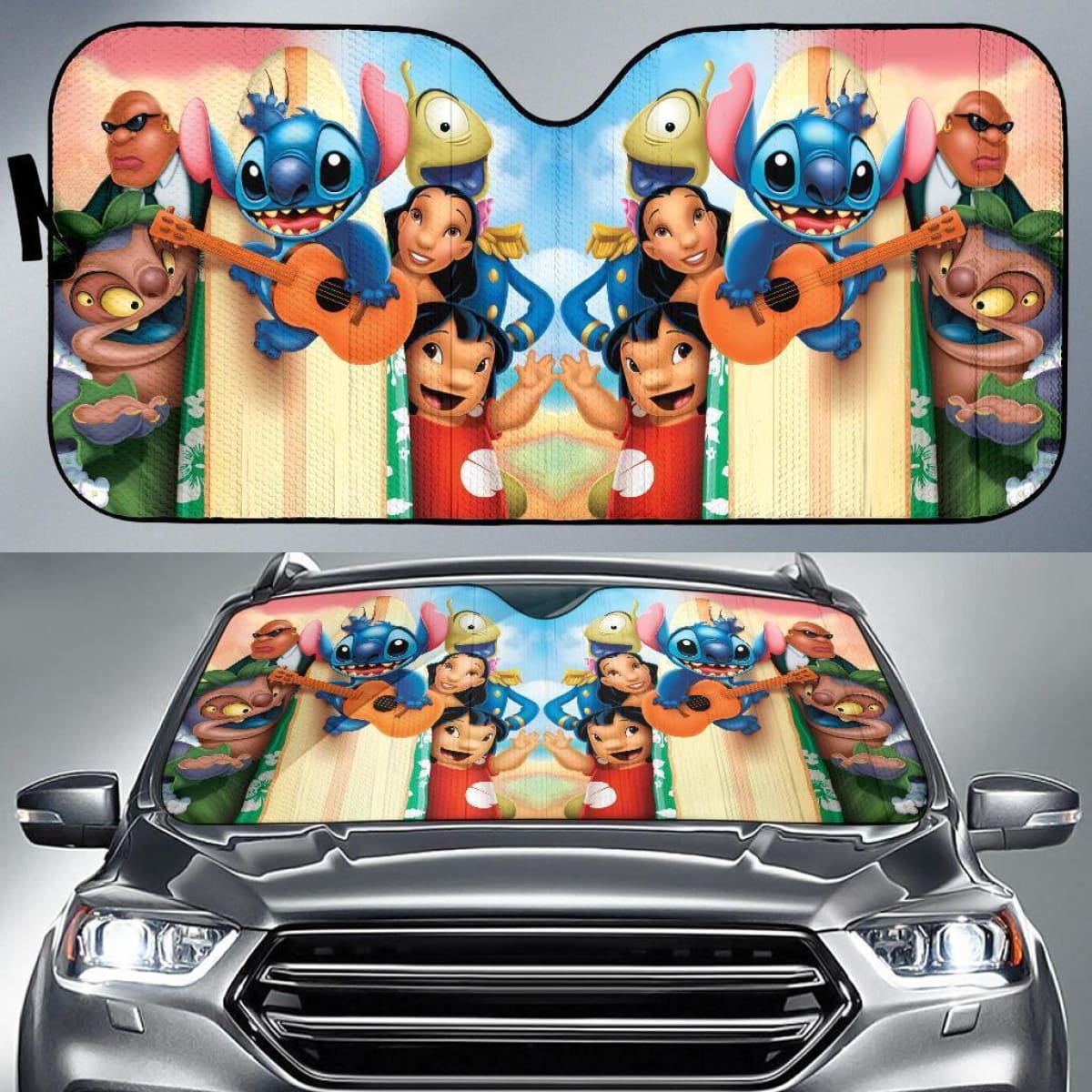 Lilo Stitch And Friends Auto Sun Shade Nh06 Universal Fit 111204