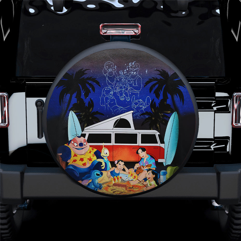 Lilo Stitch Family Camping Car Spare Tire Cover