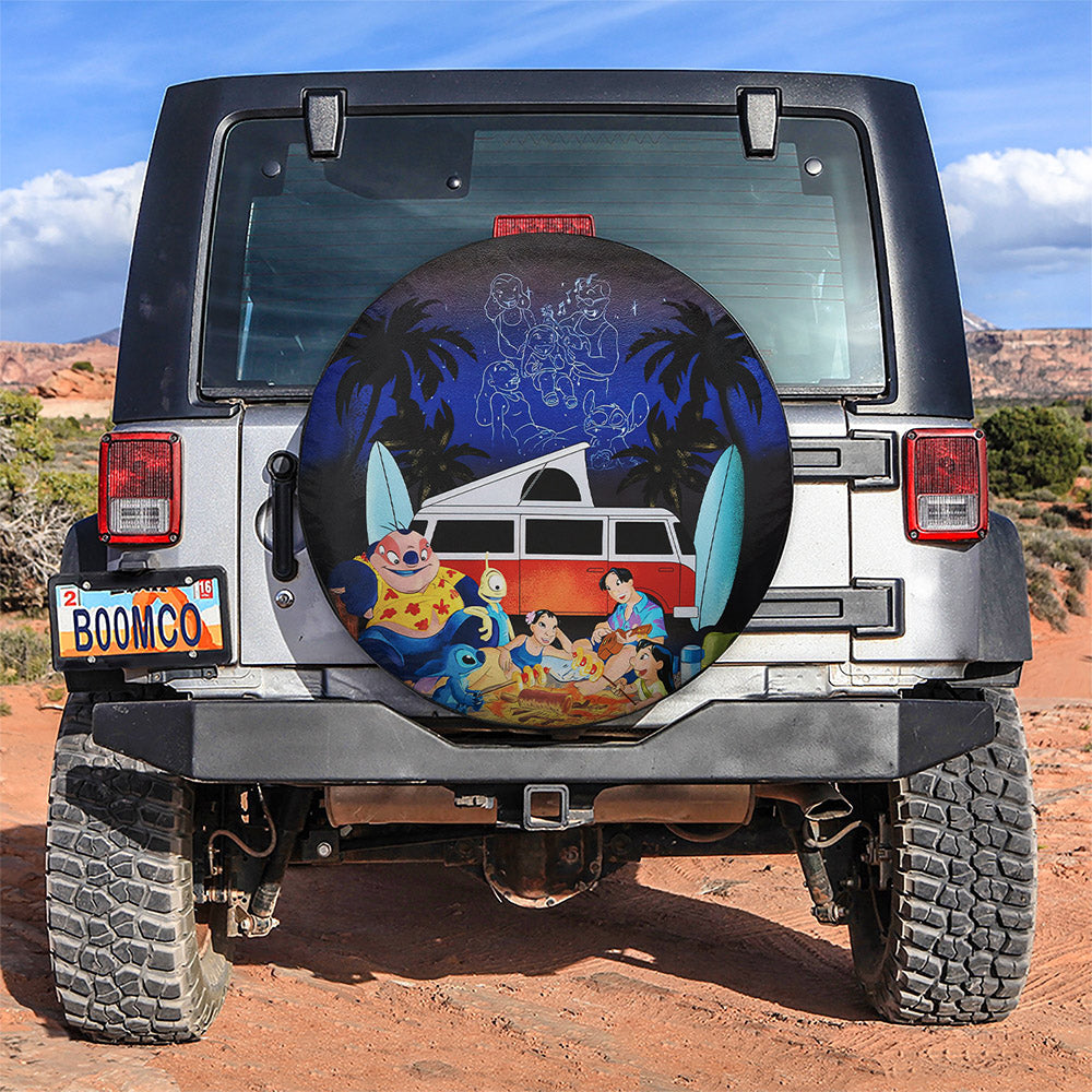 Lilo Stitch Family Camping Car Spare Tire Cover