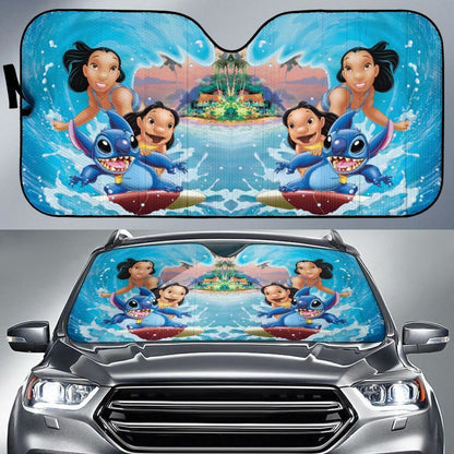 Lilo & Stitch Surfing Auto Sun Shade Nh06 Universal Fit 111204