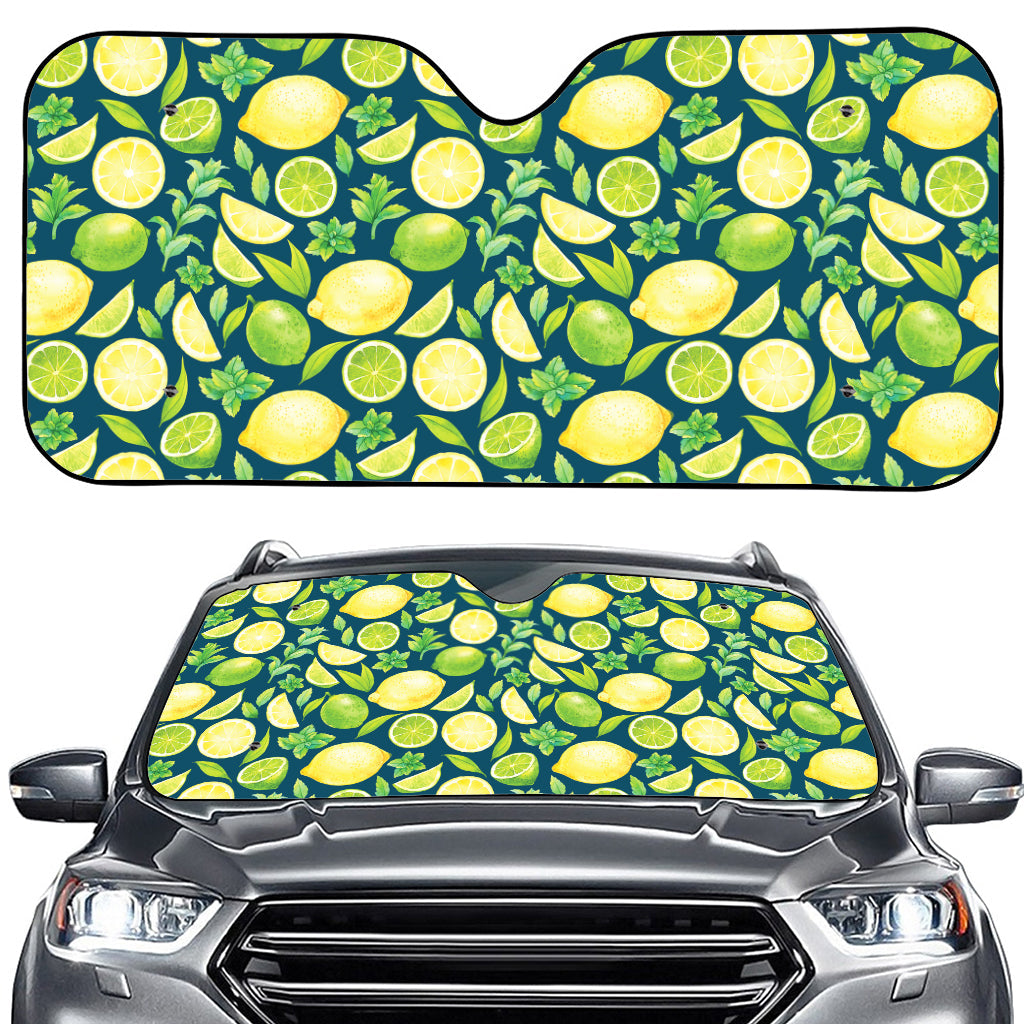 Lime And Lemon Pattern Print Car Windshield Sun Shade