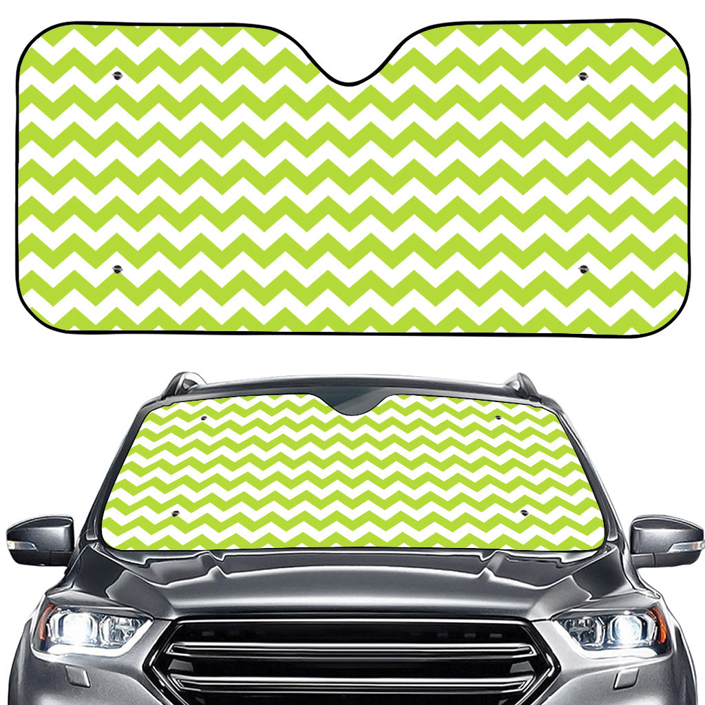 Lime Green And White Chevron Print Car Windshield Sun Shade