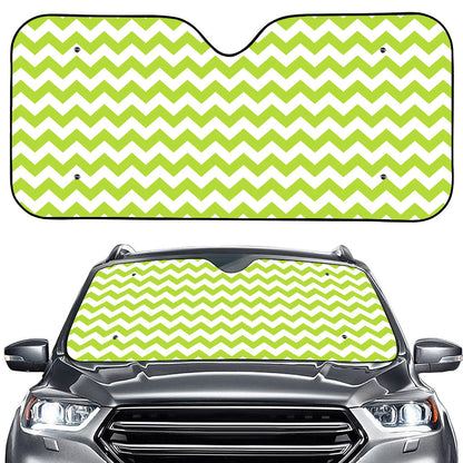 Lime Green And White Chevron Print Car Windshield Sun Shade
