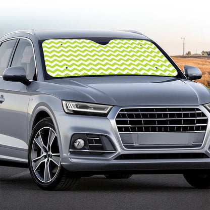 Lime Green And White Chevron Print Car Windshield Sun Shade