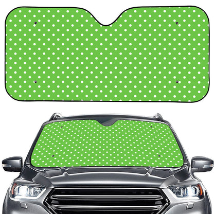 Lime Green And White Polka Dot Print Car Windshield Sun Shade